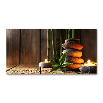 Foto glasbild Zen-Steine ​​aus Bambus