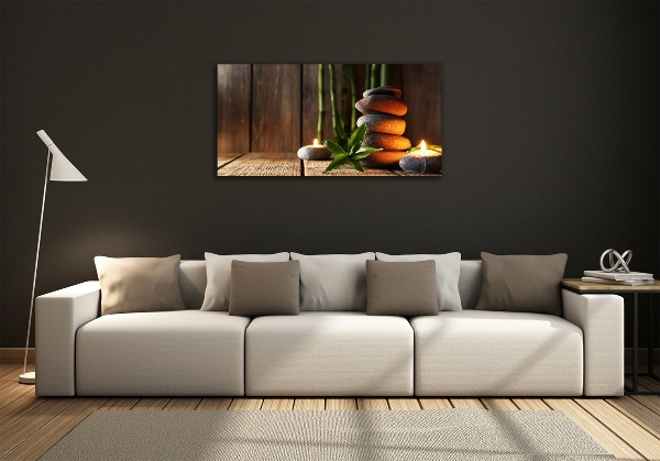 Foto glasbild Zen-Steine ​​aus Bambus