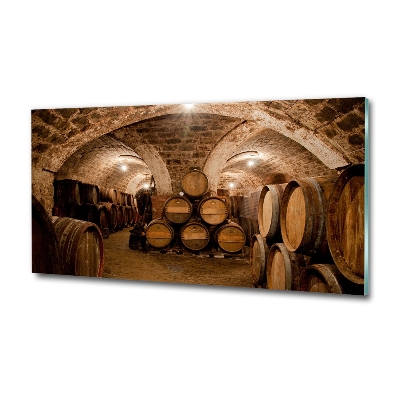 Foto glasbild Fässer im Weinberg