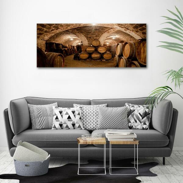 Foto glasbild Fässer im Weinberg