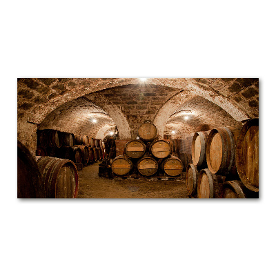 Foto glasbild Fässer im Weinberg