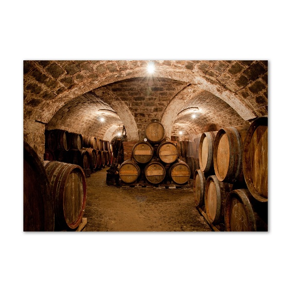 Foto glasbild Fässer im Weinberg