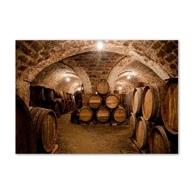 Foto glasbild Fässer im Weinberg