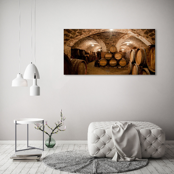 Foto glasbild Fässer im Weinberg