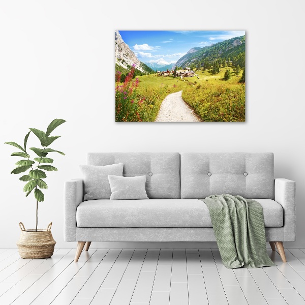 Foto glasbild Weide in den Alpen