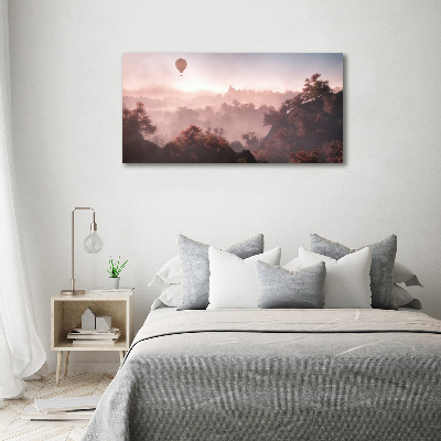Glasbild Ballonfahrt über dem Wald