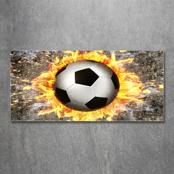 Foto glasbild Brennende Fußballsäge