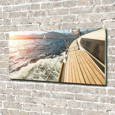 Glasbild Ein Segelboot auf See