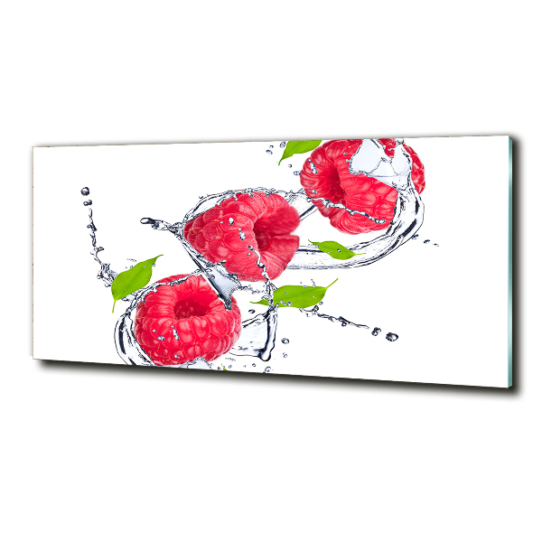 Foto glasbild Himbeere und Wasser
