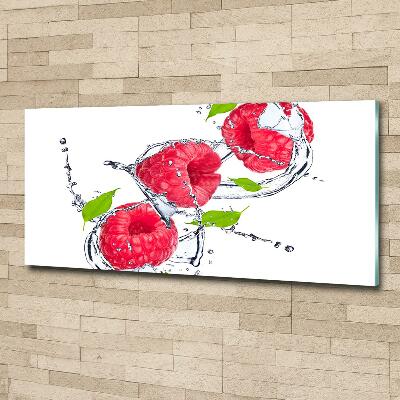 Foto glasbild Himbeere und Wasser