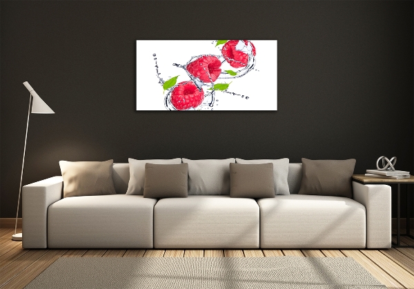 Foto glasbild Himbeere und Wasser