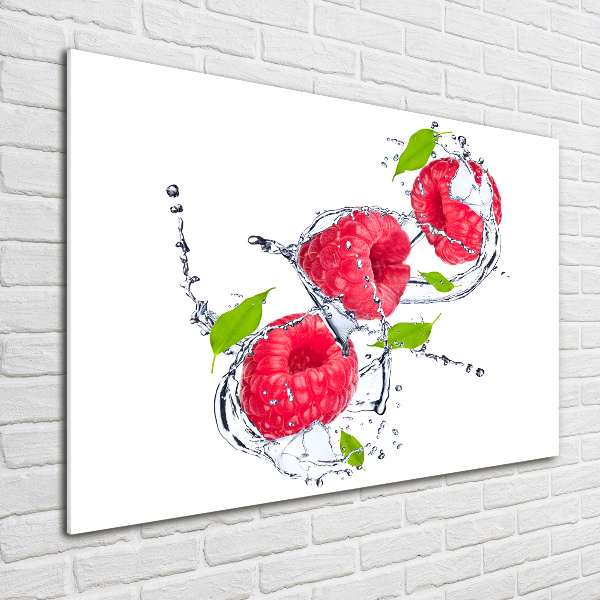 Foto glasbild Himbeere und Wasser