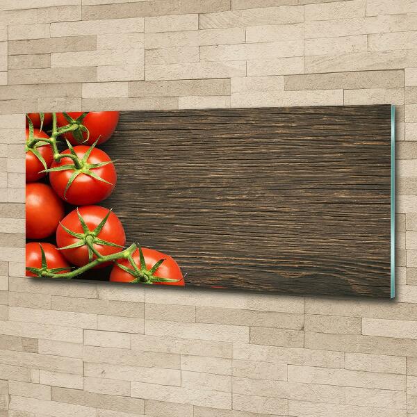 Glasbild Tomaten auf Holz