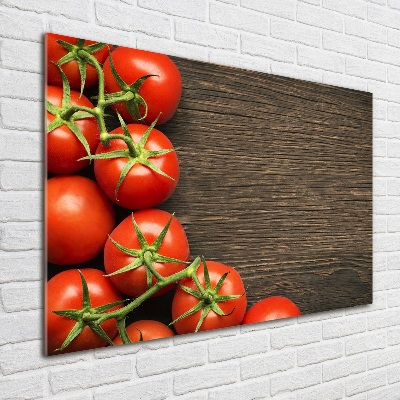 Glasbild Tomaten auf Holz