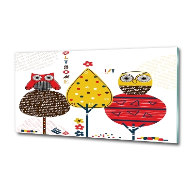 Glasbild Eulen auf einem Baum