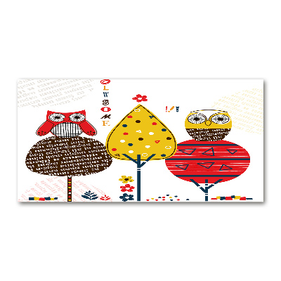 Glasbild Eulen auf einem Baum