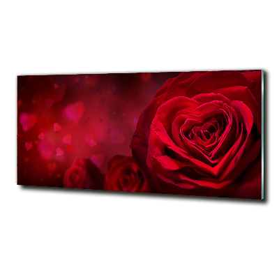 Foto glasbild Herz aus roter Rose