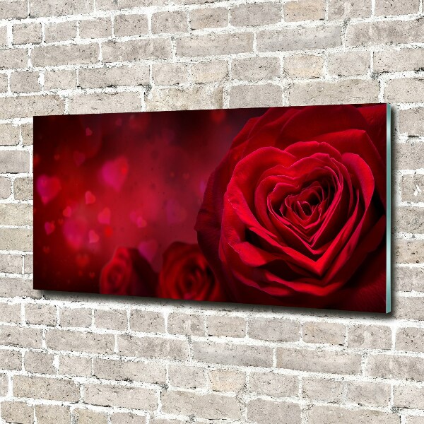 Foto glasbild Herz aus roter Rose