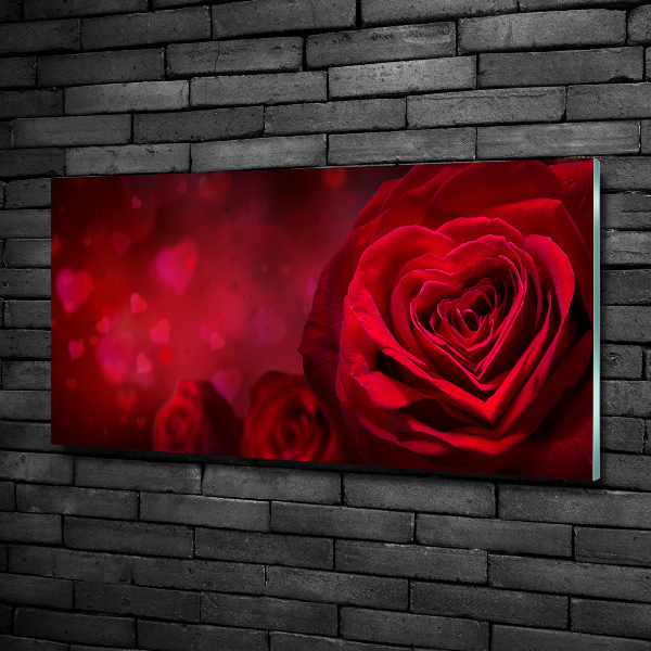 Foto glasbild Herz aus roter Rose