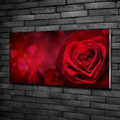 Foto glasbild Herz aus roter Rose