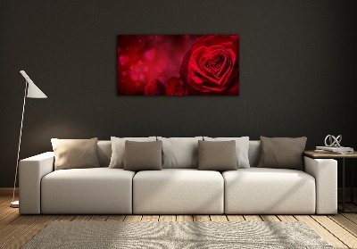 Foto glasbild Herz aus roter Rose