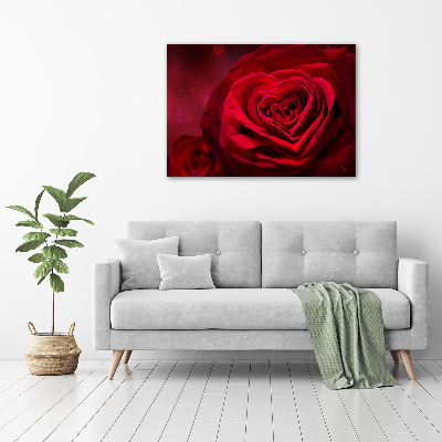 Foto glasbild Herz aus roter Rose
