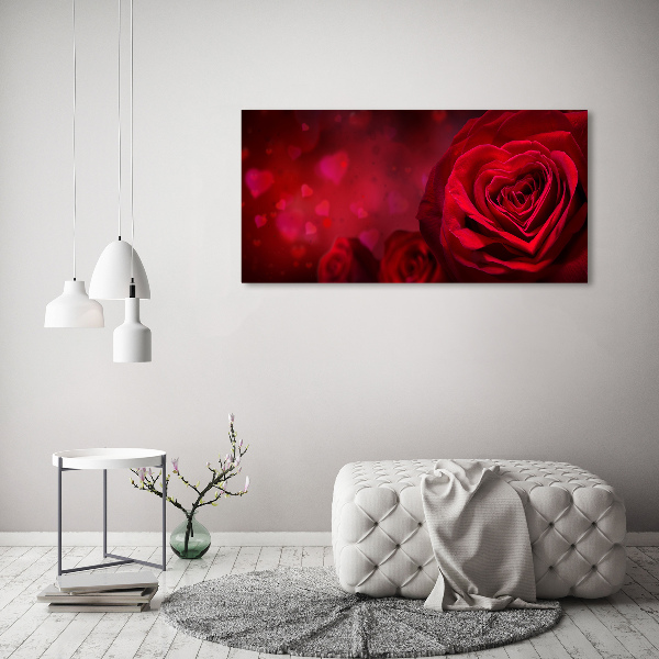Foto glasbild Herz aus roter Rose