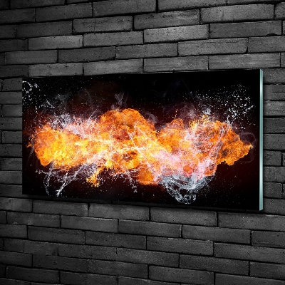 Glasbild Feuer gegen Wasser