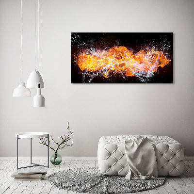 Glasbild Feuer gegen Wasser