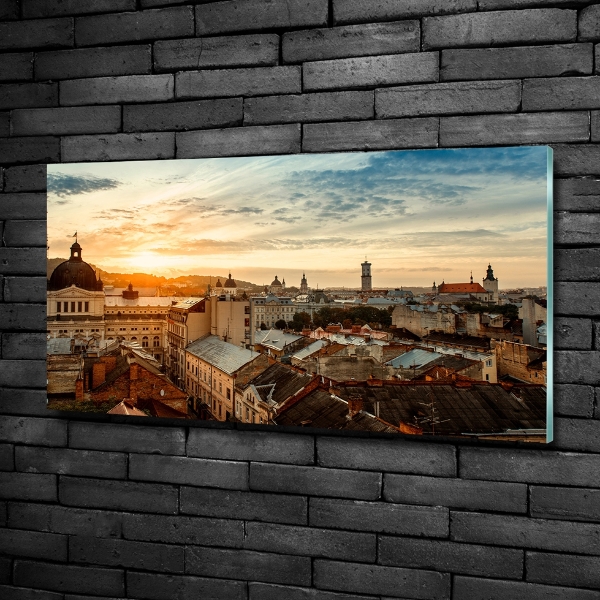 Glasbild Sonnenaufgang in Lemberg