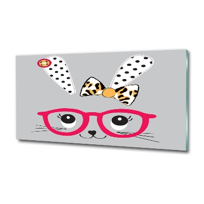 Foto glasbild Kaninchen mit Brille