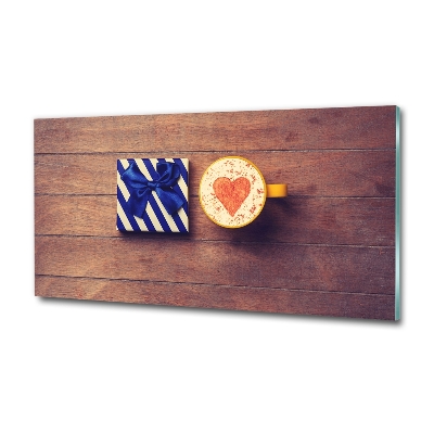 Foto glasbild Kaffee und ein Geschenk