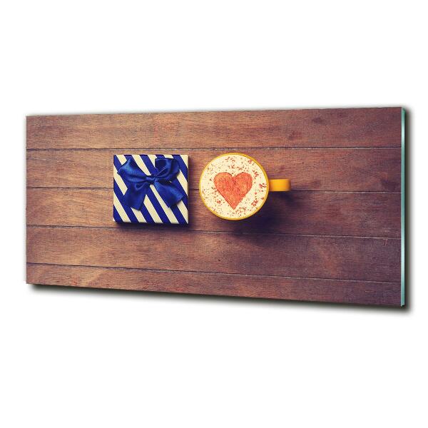 Foto glasbild Kaffee und ein Geschenk