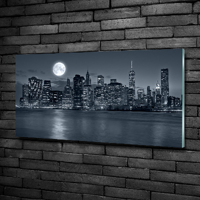 Glasbild New York bei Nacht