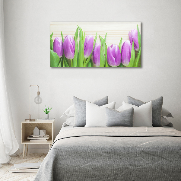 Glasbild Lila Tulpen