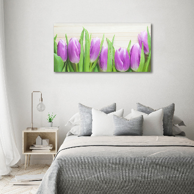 Glasbild Lila Tulpen