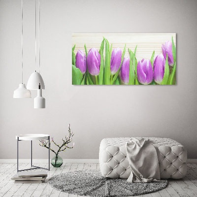Glasbild Lila Tulpen