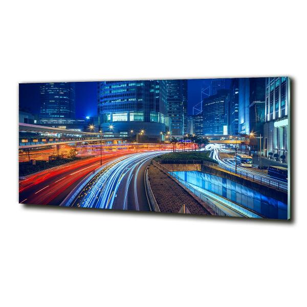 Foto glasbild Hongkong bei Nacht