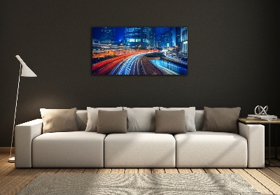 Foto glasbild Hongkong bei Nacht