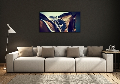 Foto glasbild Sattel mit Steigbügeln