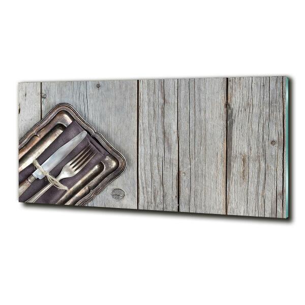 Bild auf glas Besteck auf Brettern