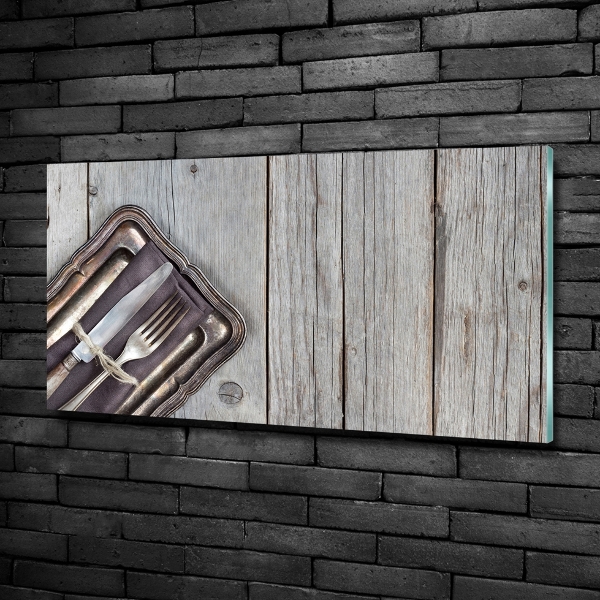 Bild auf glas Besteck auf Brettern