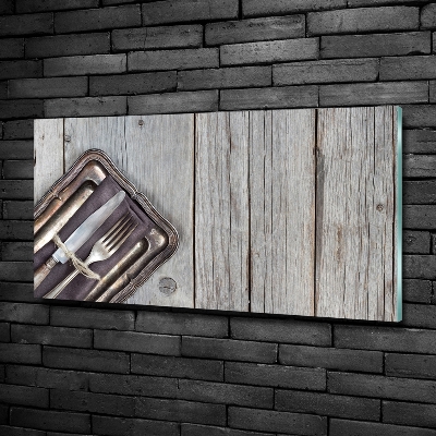 Bild auf glas Besteck auf Brettern