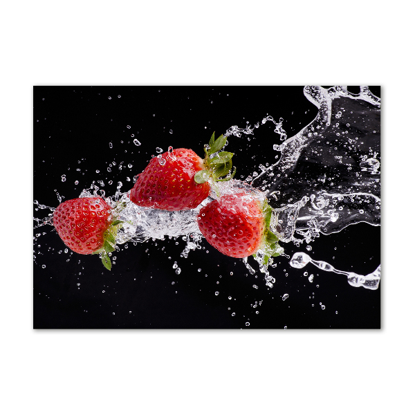 Foto glasbild Erdbeeren und Wasser