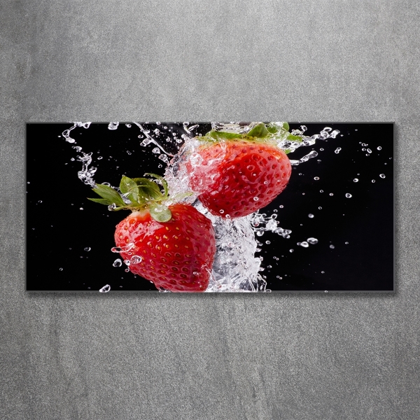 Foto glasbild Erdbeeren und Wasser
