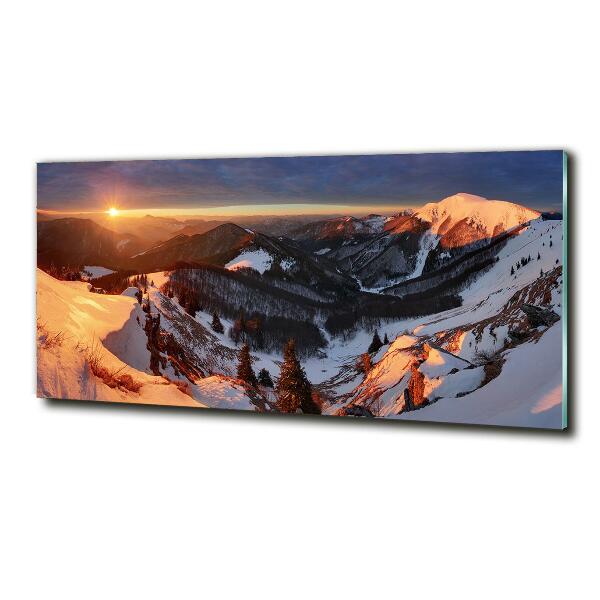 Glasbild Winter in den Bergen