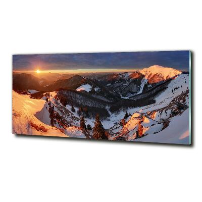 Glasbild Winter in den Bergen