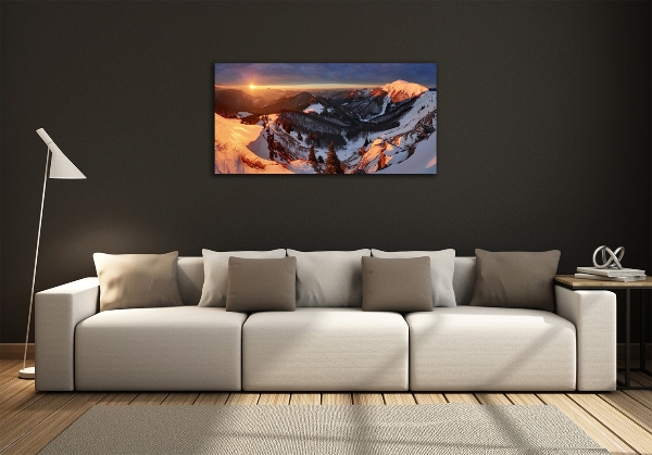 Glasbild Winter in den Bergen