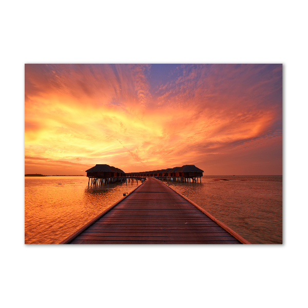 Glasbild Bungalows auf den Malediven