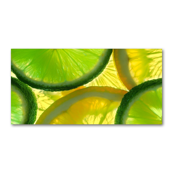Glasbild Limette und Zitrone